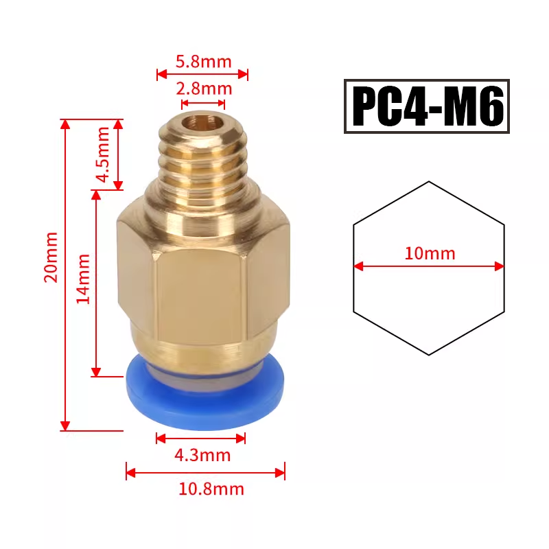 10pcs/lot PC4-M10 Pneumatic Co - Ptfe Tape Thread incelemesi ve fiyatı