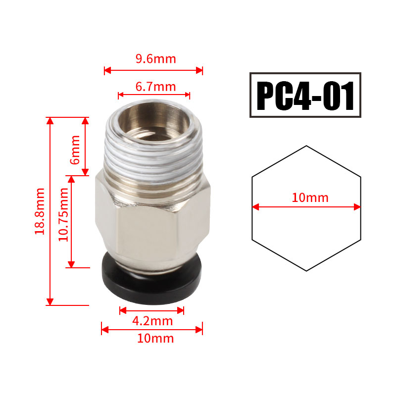 10pcs/lot PC4-M10 Pneumatic Co - Ptfe Tape Thread incelemesi ve fiyatı