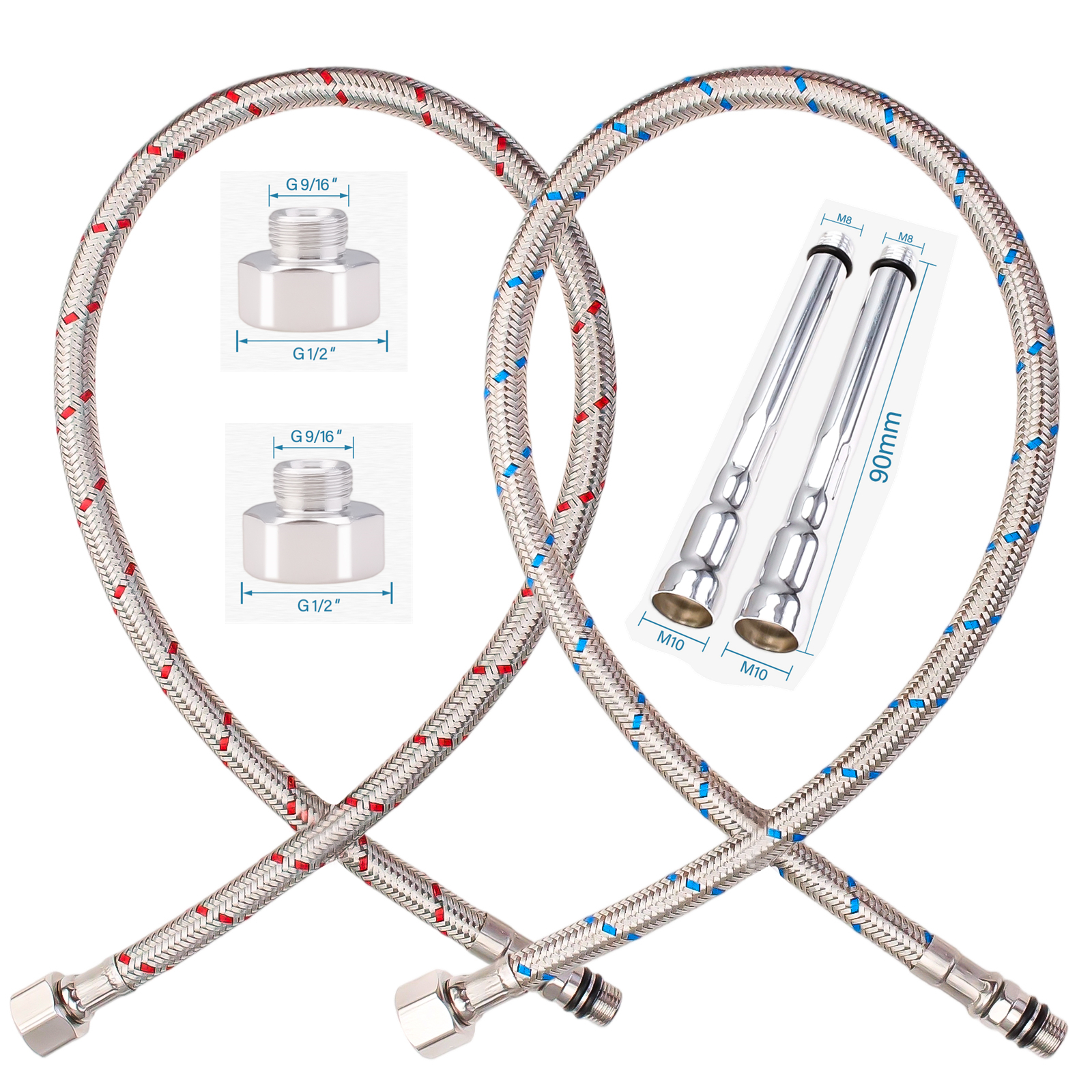 2PCS Flexible Plumbing Pipes G - Flexible Hose Braided incelemesi ve fiyatı